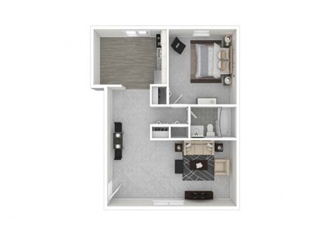 Floor plan for 1 bed, 1 bath, 650 sqft